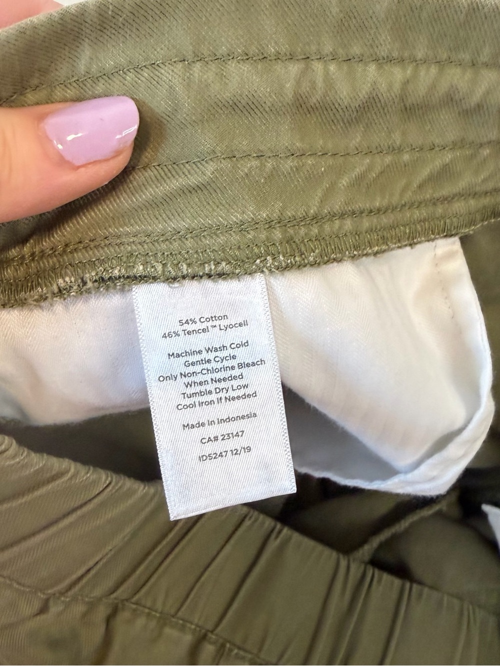 Talbots Olive Drawstring Elastic Waist Casual Cargo Pull On Pants Crop Women’s 8 - Picture 6 of 6